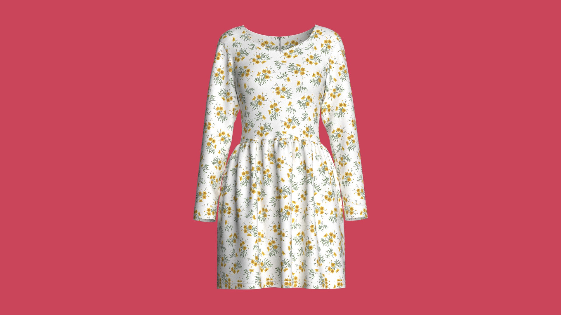 Media 1 for listing Girls Floral Print Long Sleeve Mini Dress | High Poly
