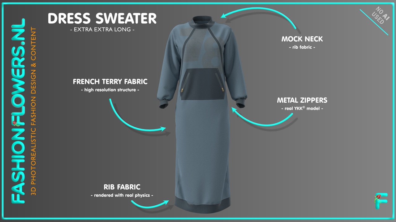 Media 1 for listing Gray Dress Sweater | Extra Extra Long Pullover | Jersey Streetwear | 78