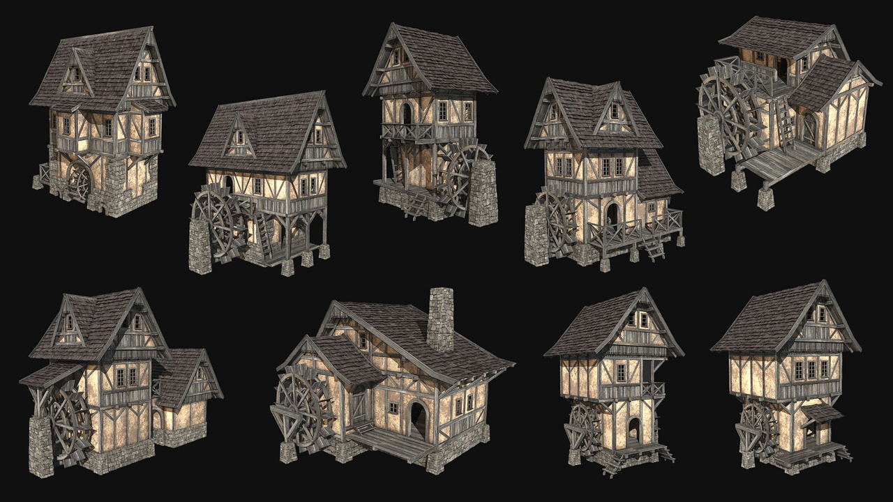 Media 1 for listing Fantasy Generic Medieval Watermills