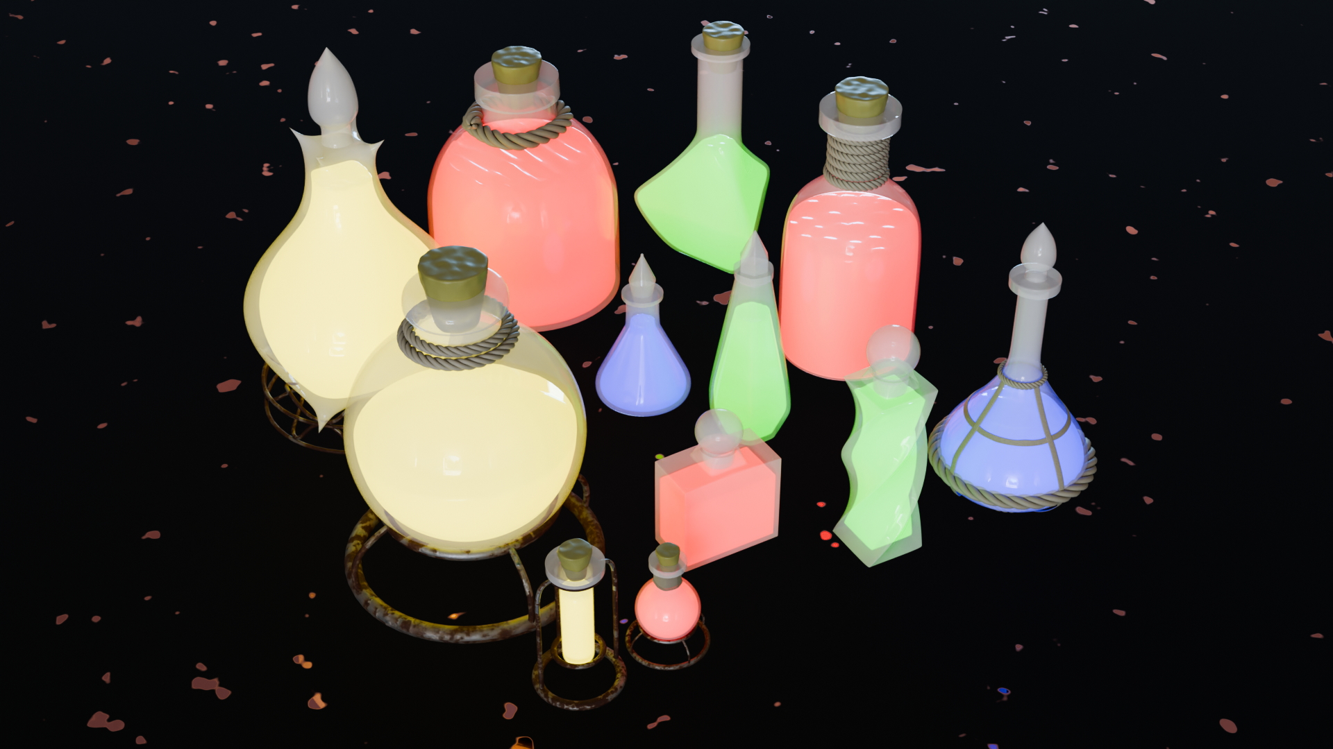 Stylized Magic Potion Bottles – Emissive Fantasy Props | Fab