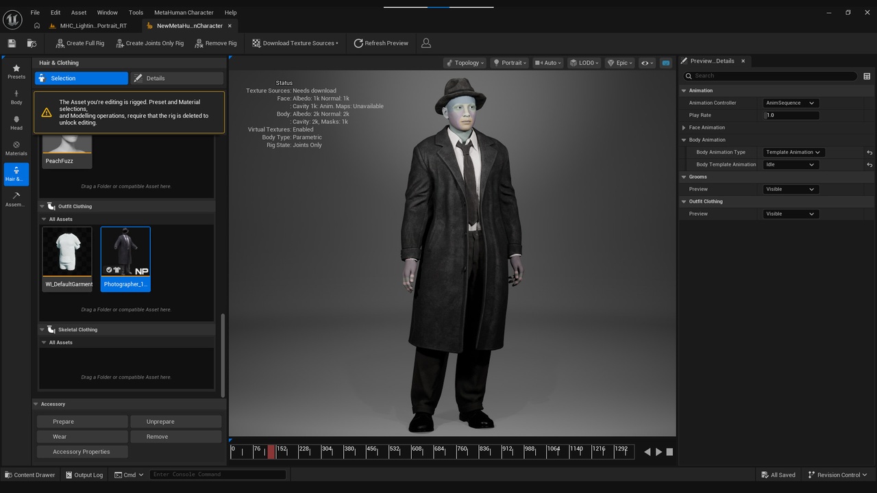 Media 1 for listing Photographer Outfit for Metahuman 1940s - MHPKG