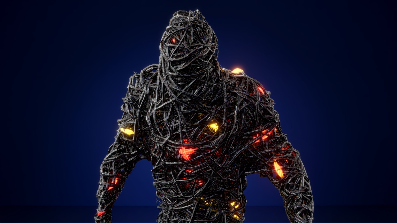 Multimedia 1 para anuncio Darklines Male, an otherworldly dark character with blueprints & material