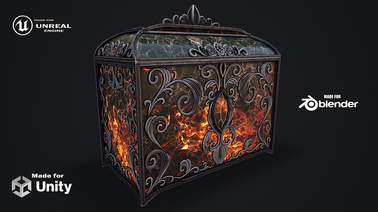 Media 1 for listing Fantasy Chest game ready 3d model