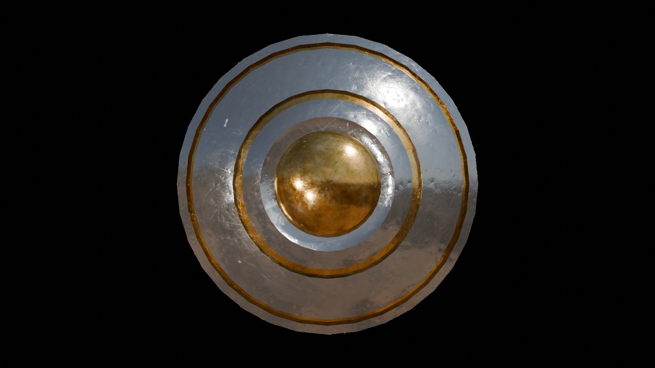 Media 1 for listing Medieval Silver and Gold Round Shield 3D model