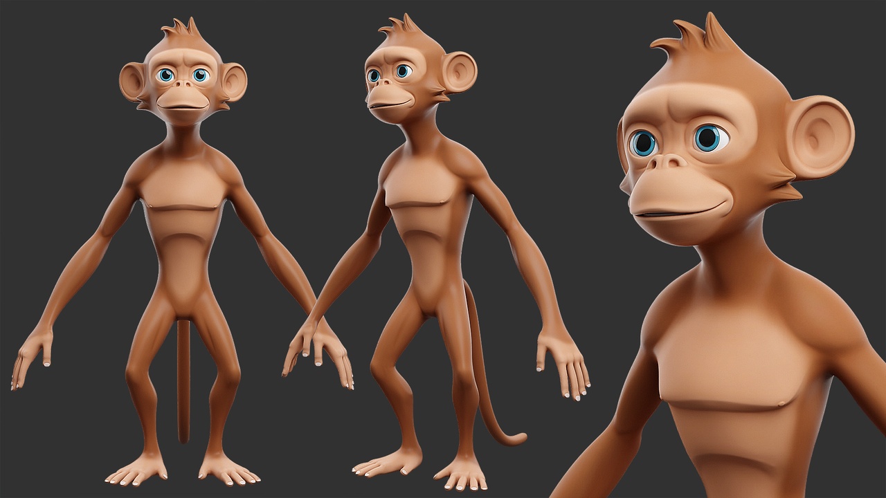 Media 1 for listing Monkey Stylized /Cartoon - Topology +  UV Map