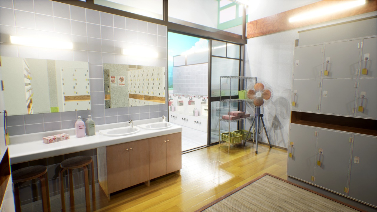 Media 1 for listing Japanese Bathhouse Environment - Sento Scene & Props