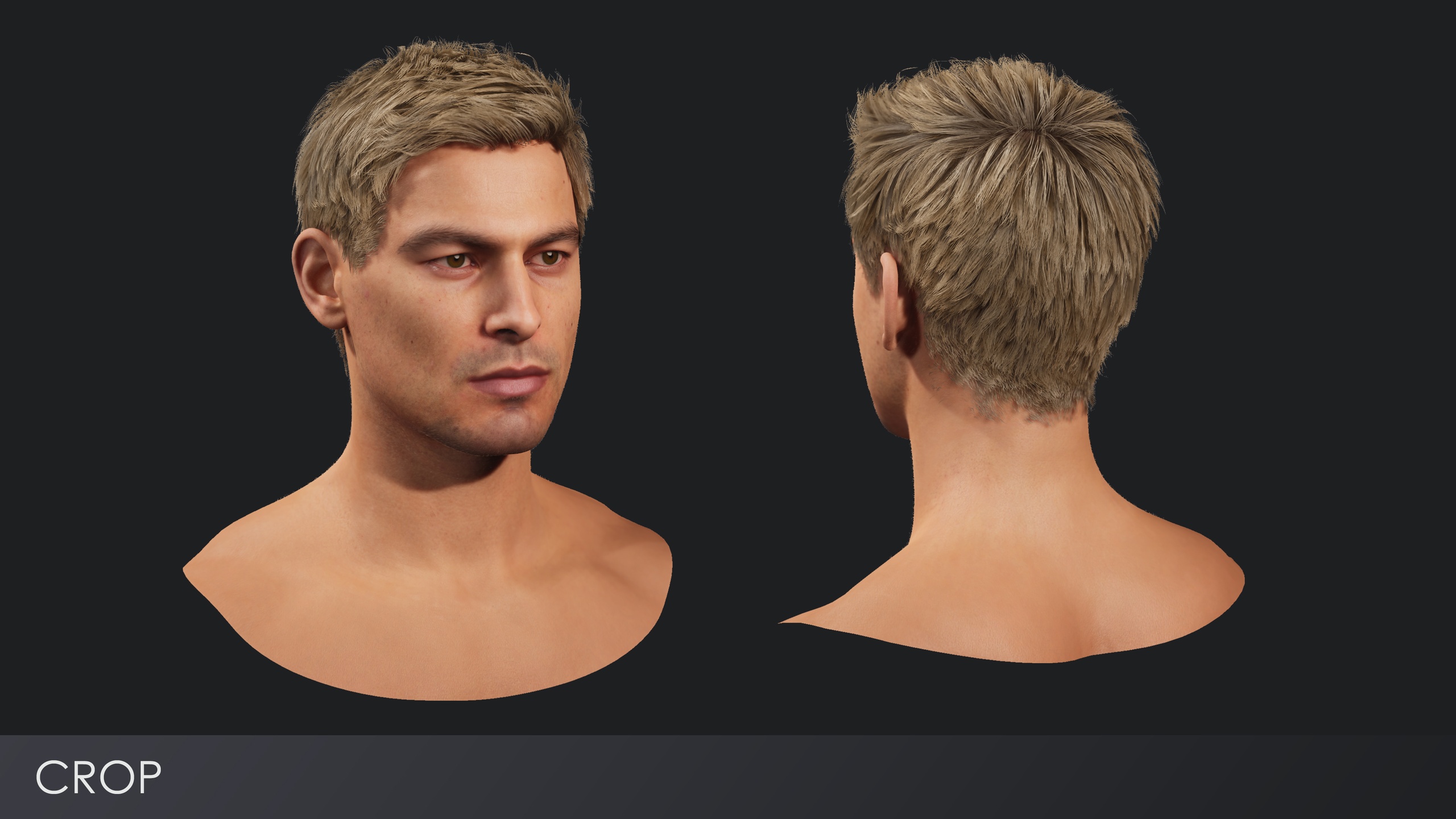 Media 1 for listing Realistic male hairstyles, pack #6 | Rigged, game-ready, low-poly