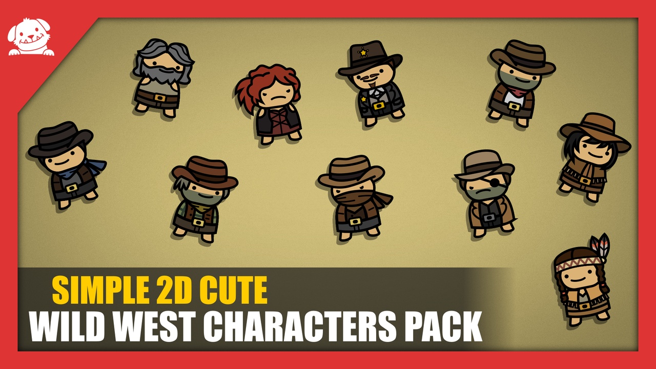 Media 1 for listing Simple 2D Cute Wild West Characters