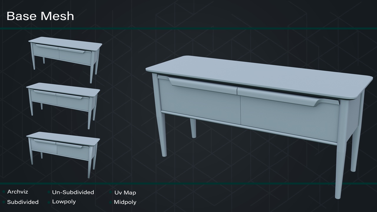 Media 1 for listing Base Mesh Console_Table_01