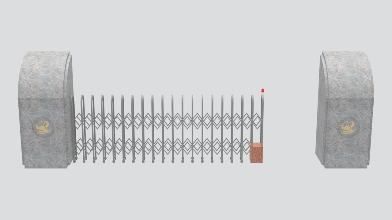 Media 1 for listing Automatic Retractable Gate with Stone Pillars 3D Model