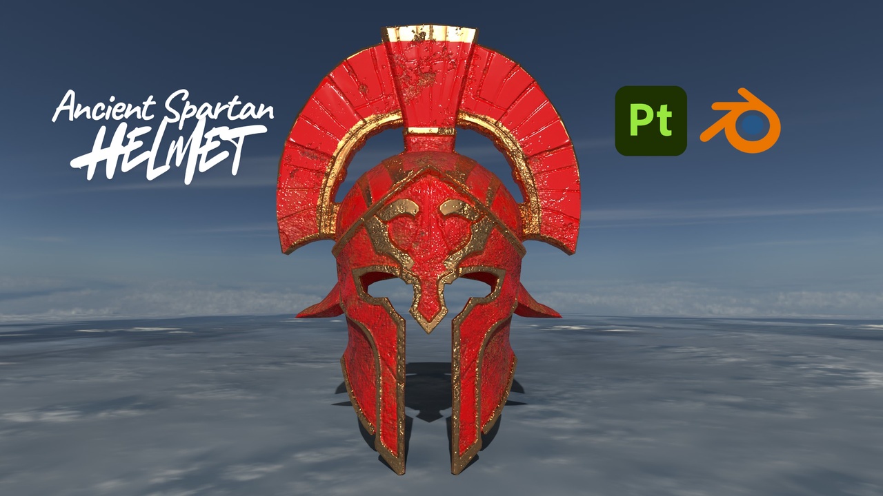 Media 1 for listing Ancient Spartan Helmet Mask – Game-Ready PBR Asset (Low & High Poly)