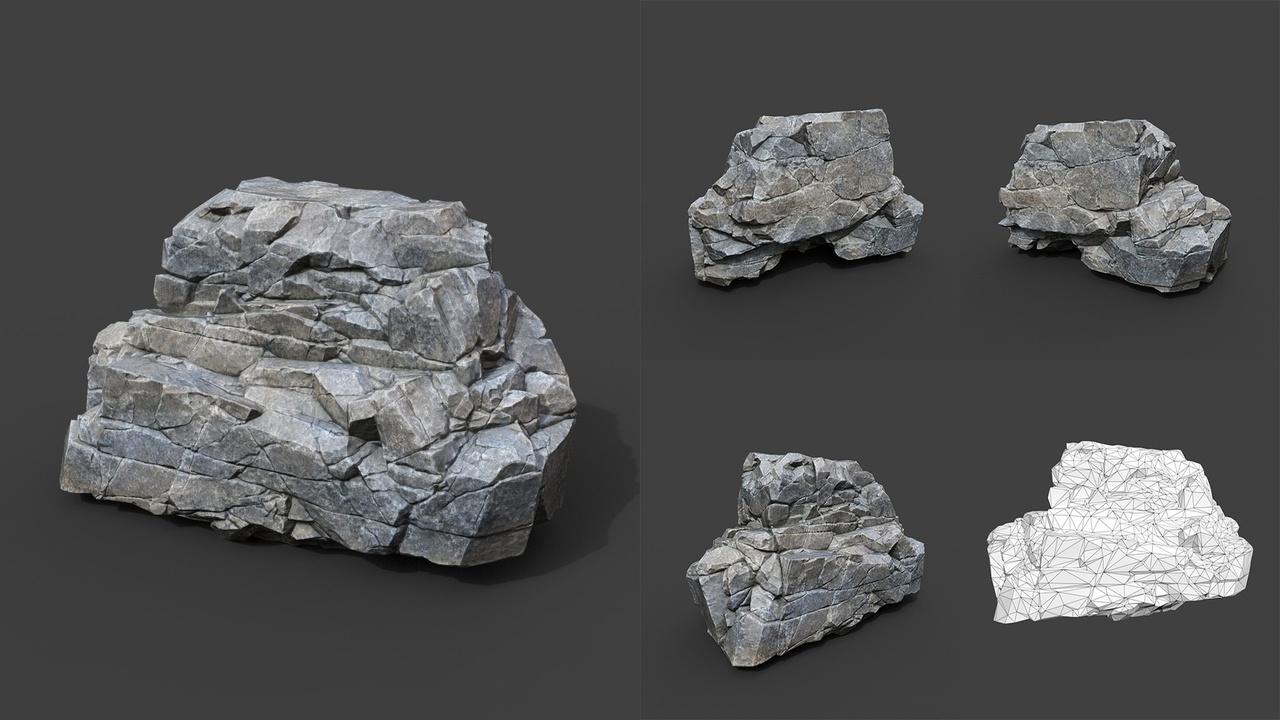 Media 1 for listing Low poly Gray Sharp Modular Rock 211210