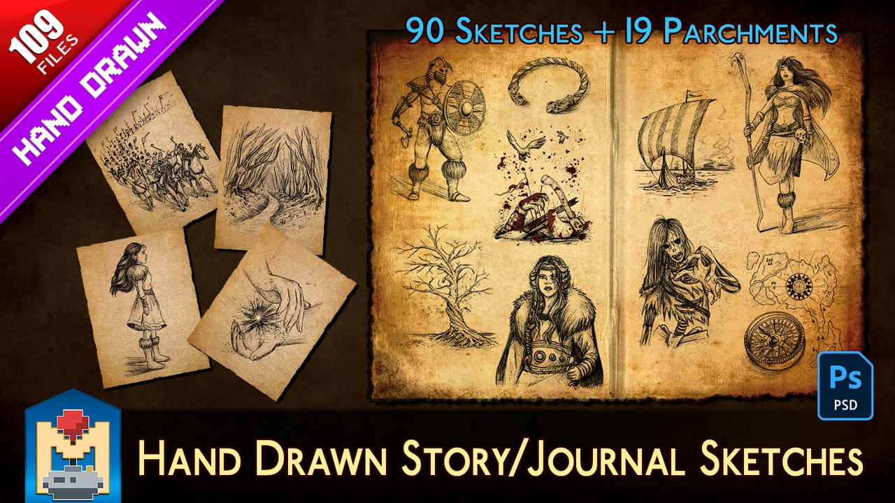 Media 1 for listing 2D Hand Drawn Game Story Journal Sketches
