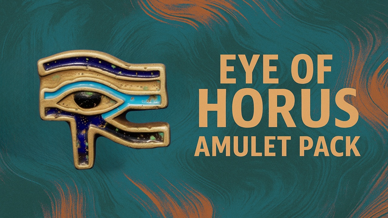 Media 1 for listing Eye of Horus Amulet Pack 02 –  6 Stylized Ancient Egyptian 3D Models Collection