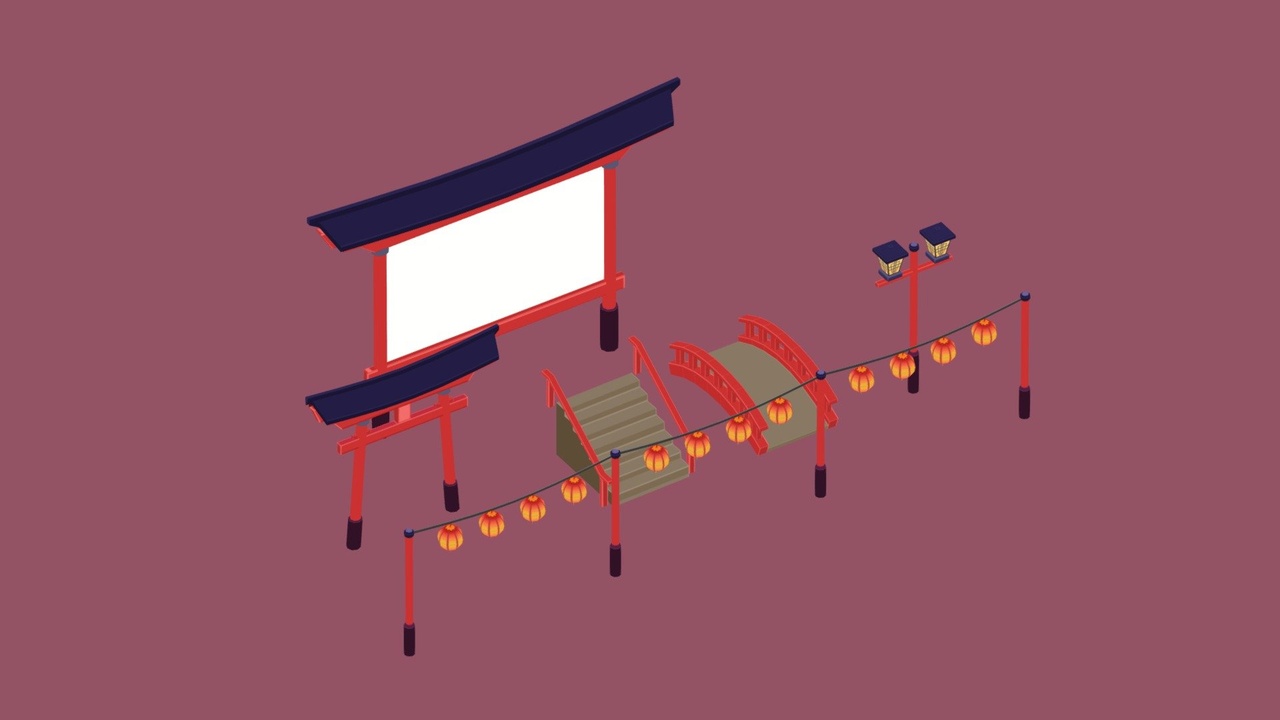 Media 1 for listing Isometric Japanese Lights And Gates Game Asset