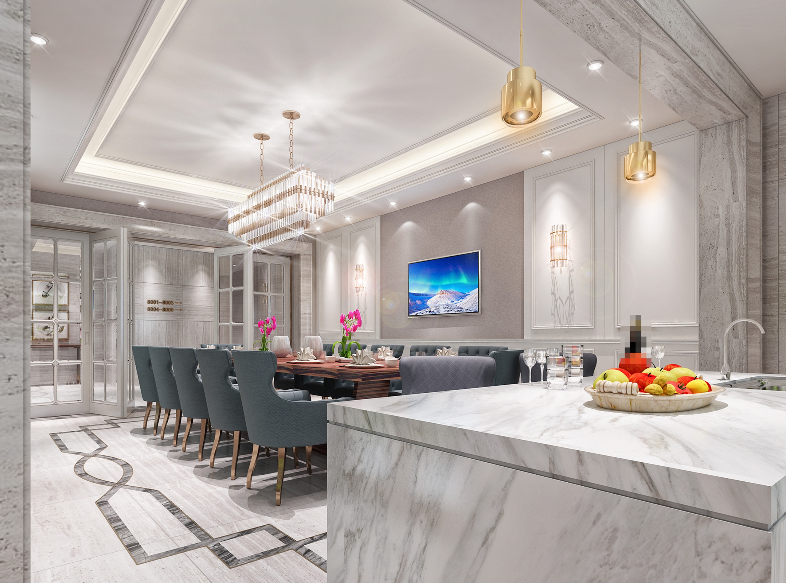 Media 1 for listing Luxury Hotel Dining Room | Modern Kitchen Island  Vol.01