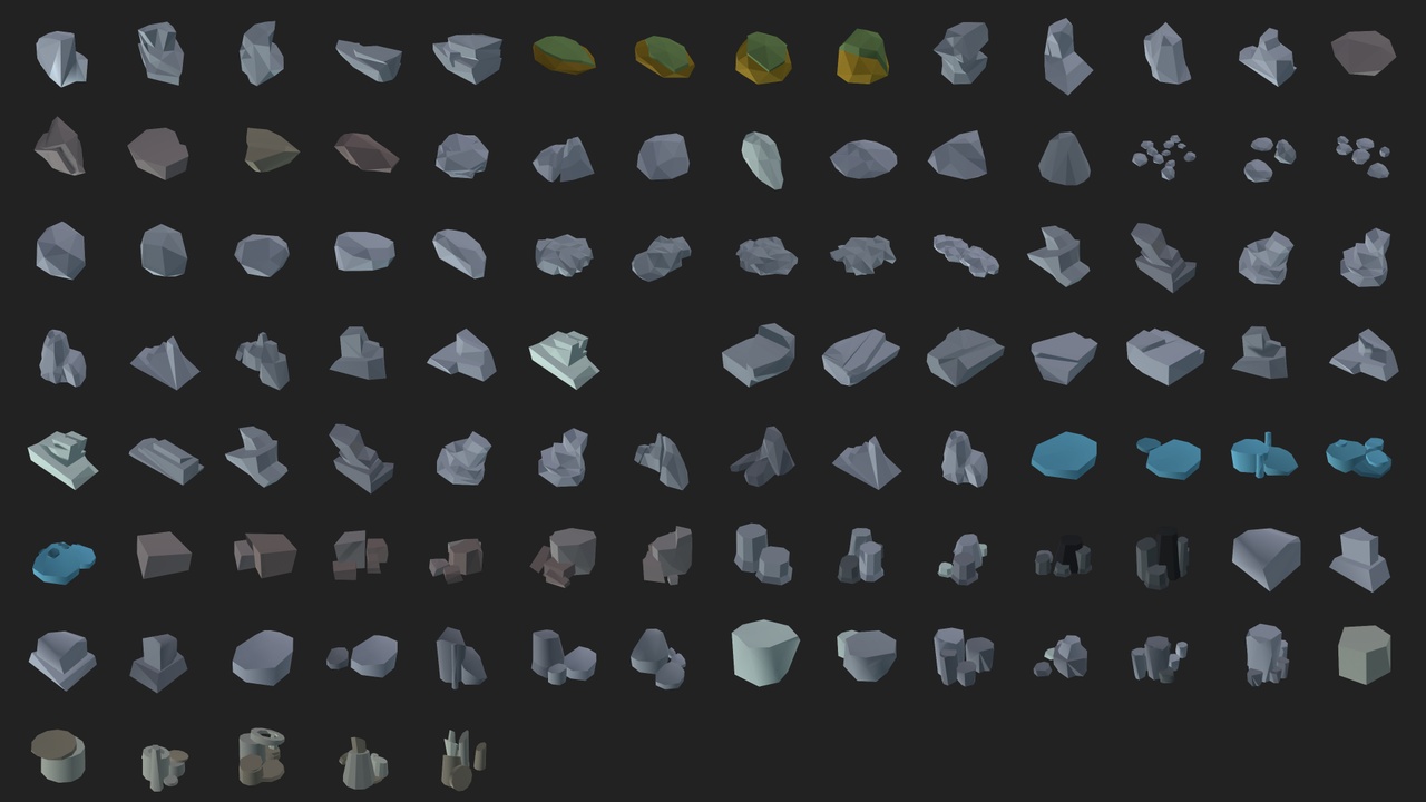Media 1 for listing Rock Pack: 100 Low Poly ComicStyle Cliffs, Stones & Boulders