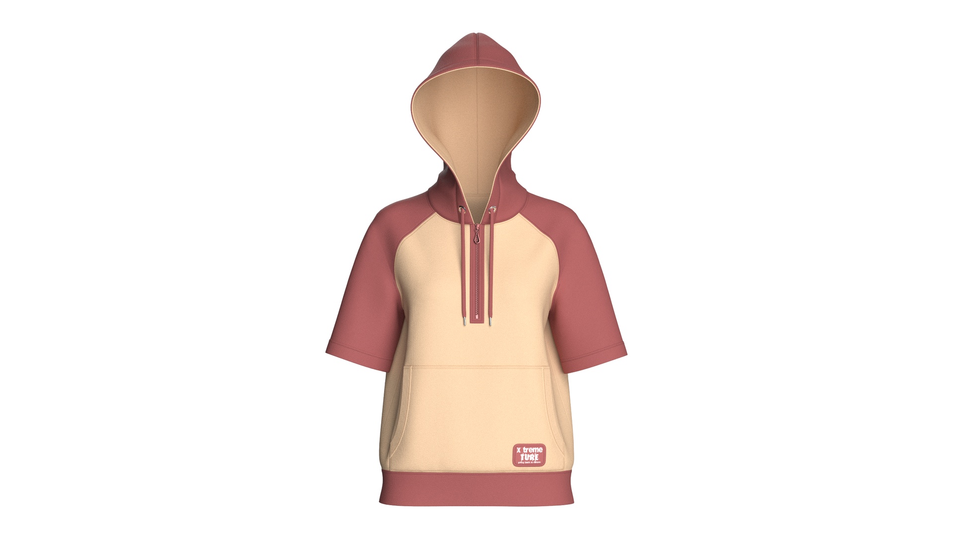 Media 1 for listing Girls Raglan Short Sleeve Half - Zip Hoodie | High Poly