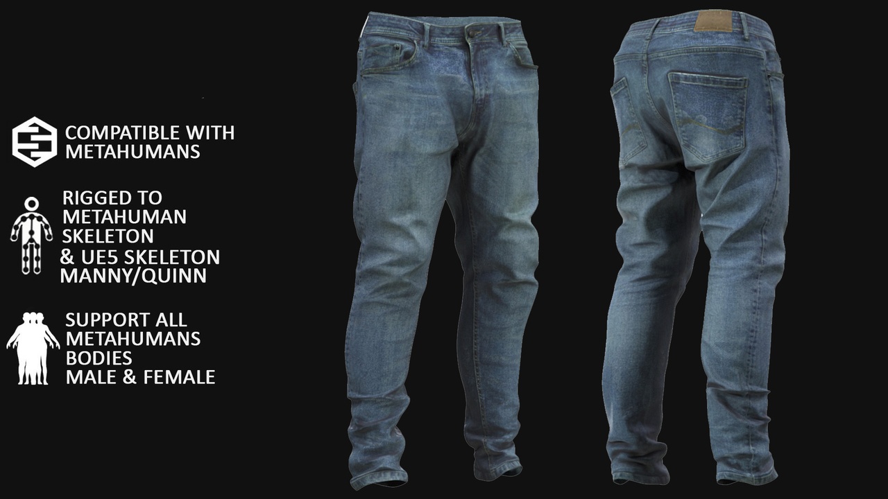 Jeans 143 - All MH Bodies & UE5 Skeletons - Rigged 제품 등록을 위한 미디어 1개