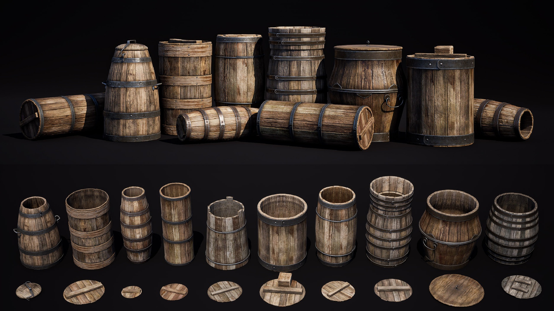 Media 1 for listing Wooden Barrels Pack Part 2