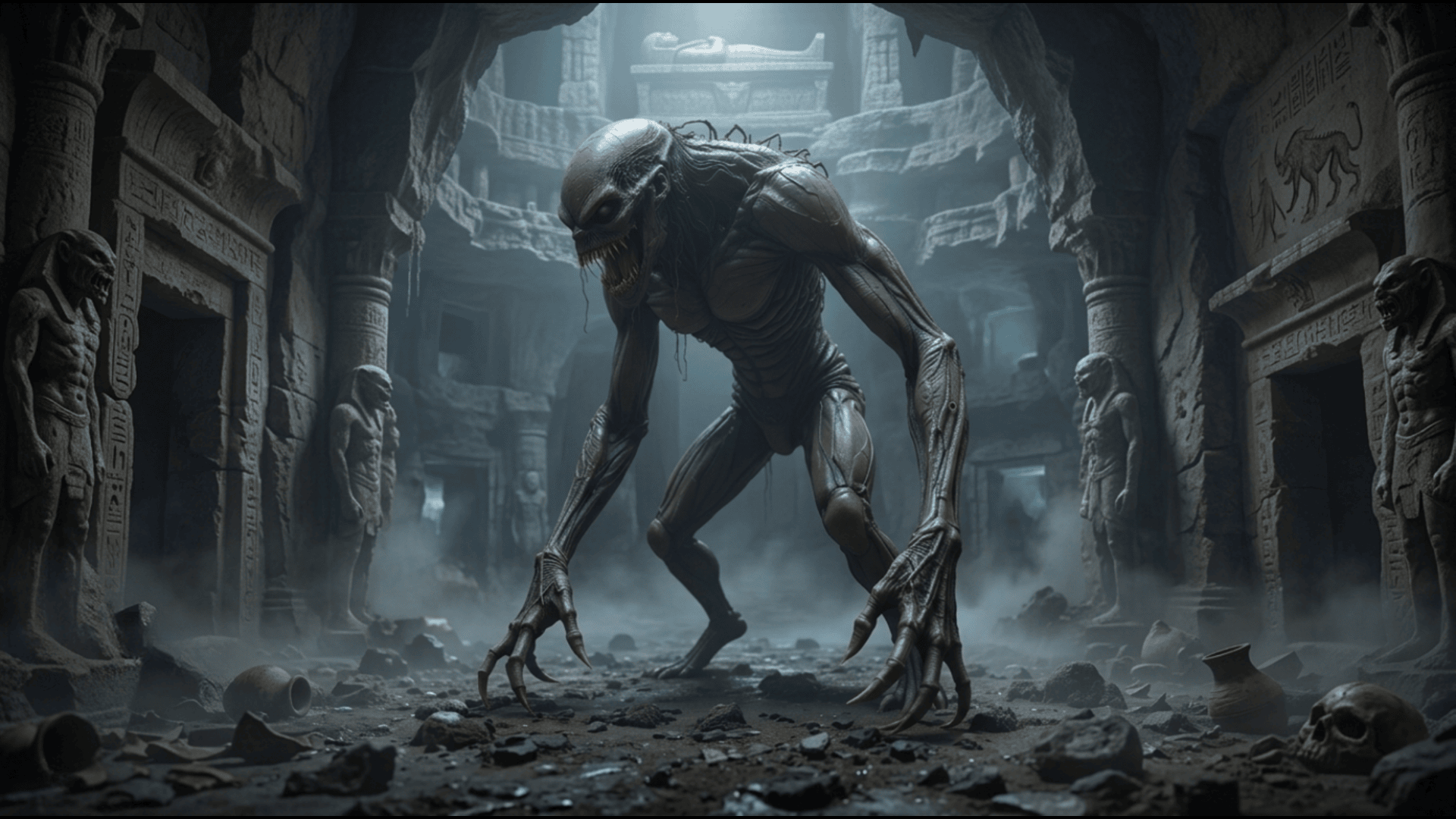 Realistic Horror Creature Monster 3D Model – Dark Alien Beast for Games ...