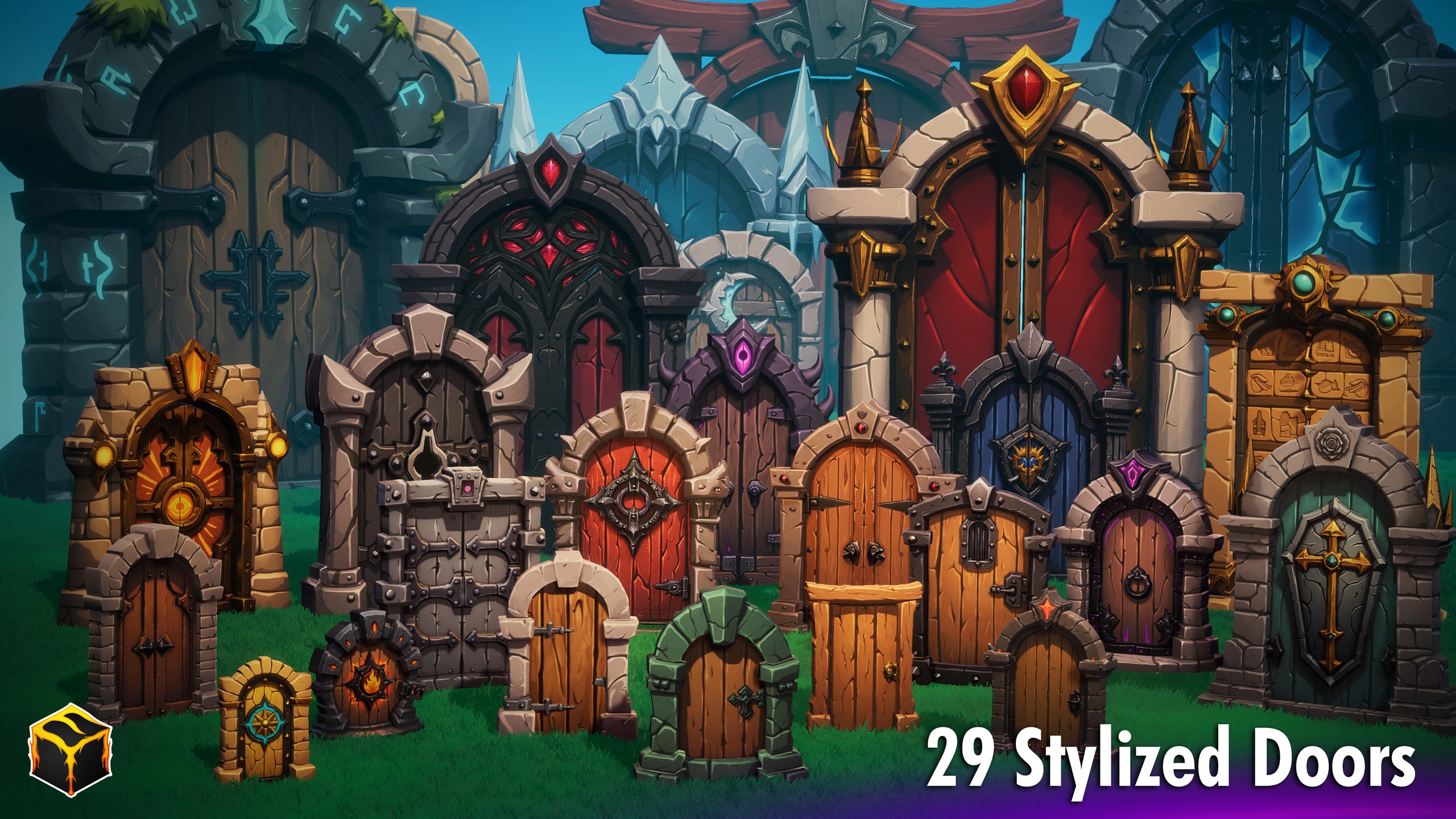 Media 1 for listing Emberdoors - 29 Stylized Door Pack - Lowpoly & Game-Ready