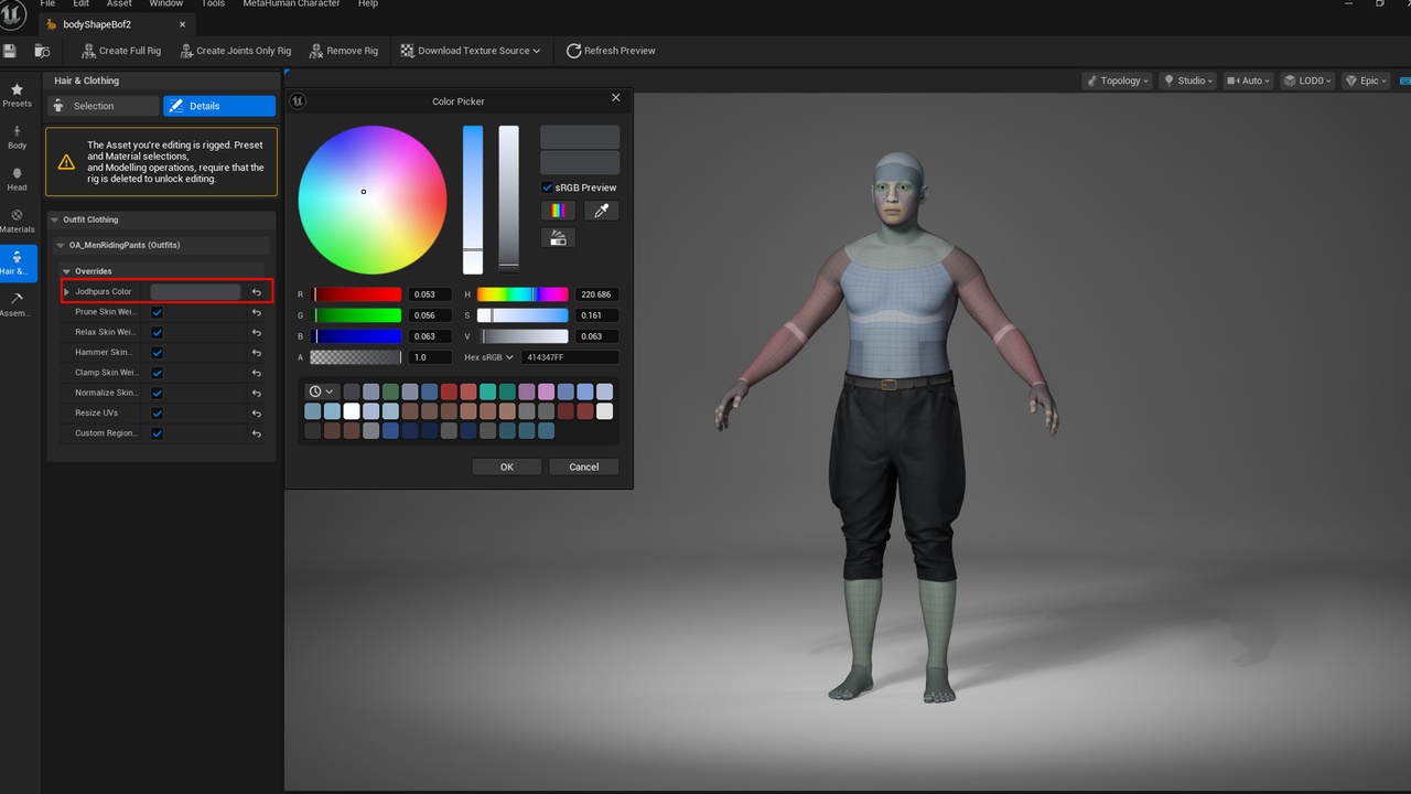 Media 1 for listing Riding Pants - Metahuman Jodhpurs Clothes - Parametric Outfit PBR