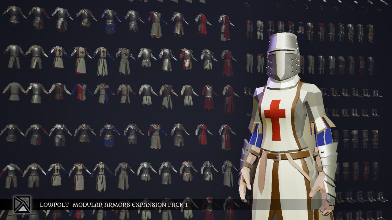 商品 Lowpoly Modular Armors Expansion Pack 1 - Medieval Fantasy Series 的媒体 1
