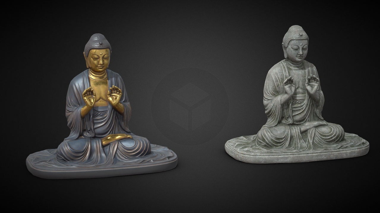 Media 1 for listing Amida Nyorai Buddha Statues Gold and Stone
