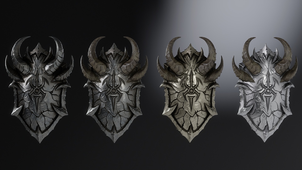 Media 1 for listing Abyssal Horned Shield | Dark Fantasy Demonic Shield