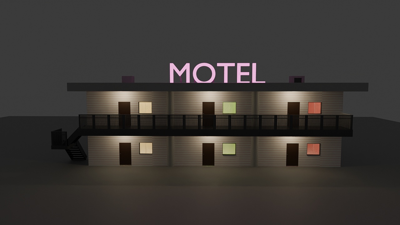 Media 1 for listing Retro Roadside Motel - Low Poly Night Scene