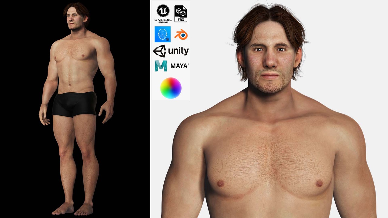 Media 1 for listing Free Male Body realistic muscular male