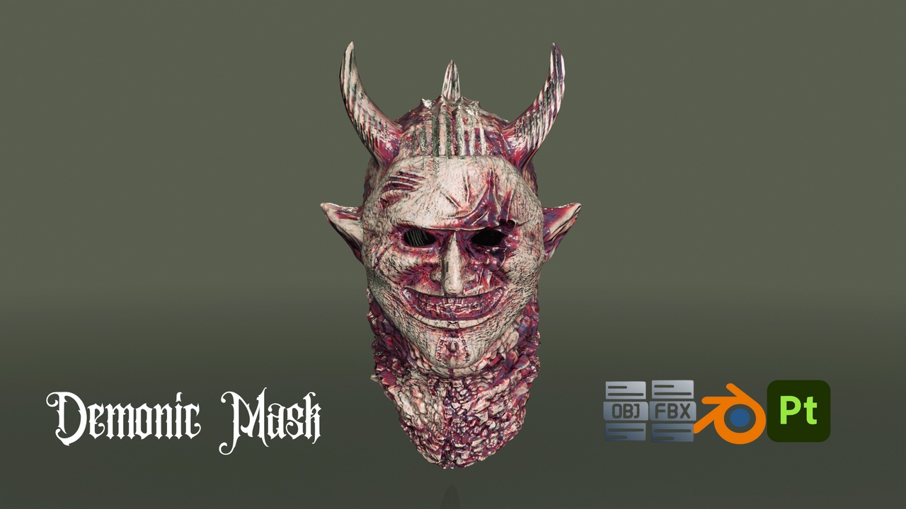 Media 1 for listing Demonic Mask 4K Textured Horror Face