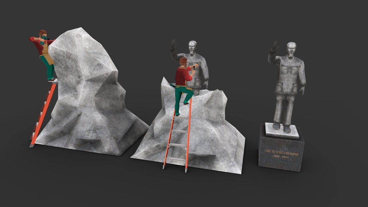 Media 1 for listing Character Sculptor Vietnam Statue Lowpoly rigged
