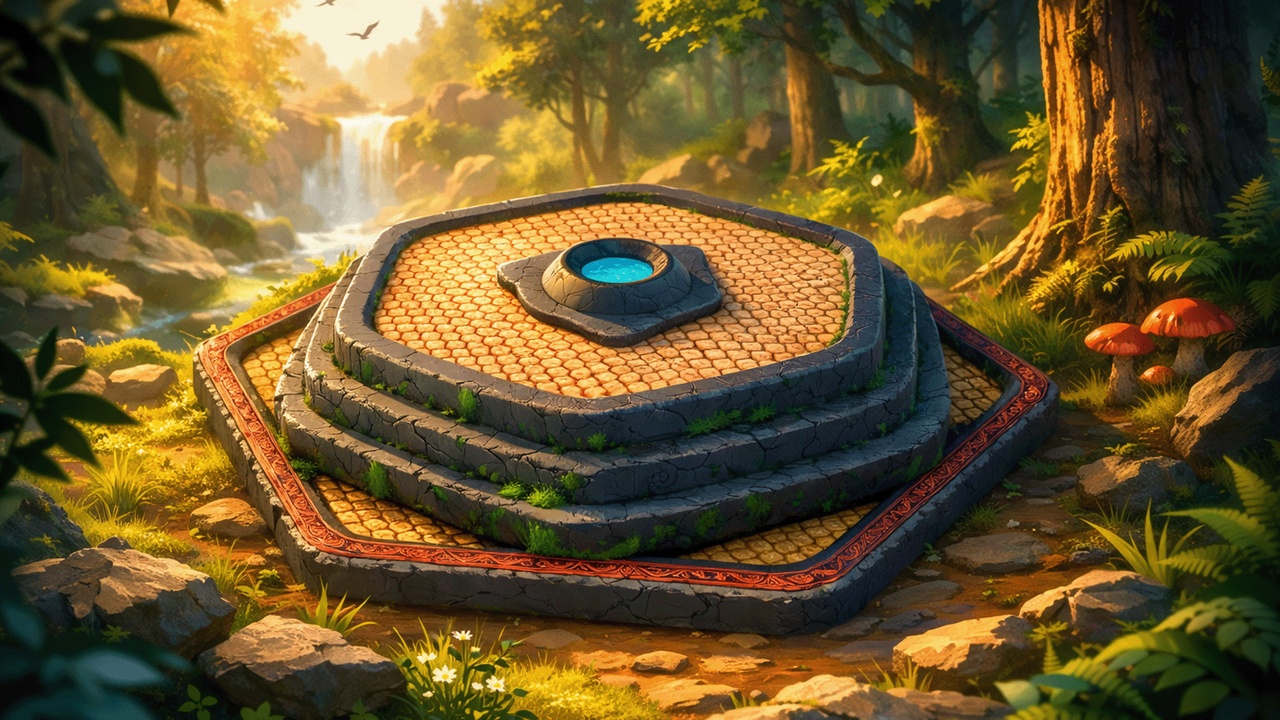 Media 1 for listing Stylized Fantasy Stone Platform with Fountain – Game Ready Environment Asset