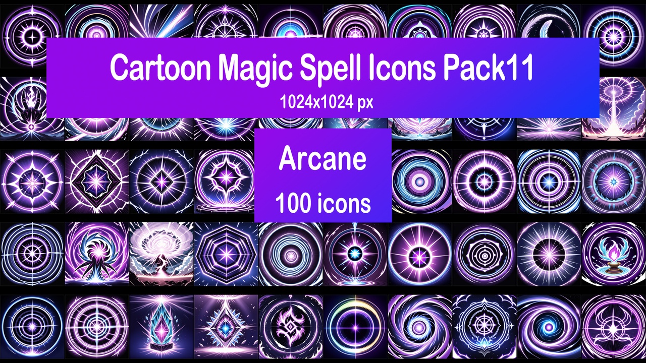 Media 1 for listing Anime Magic Spell Icons Pack11 - Arcane