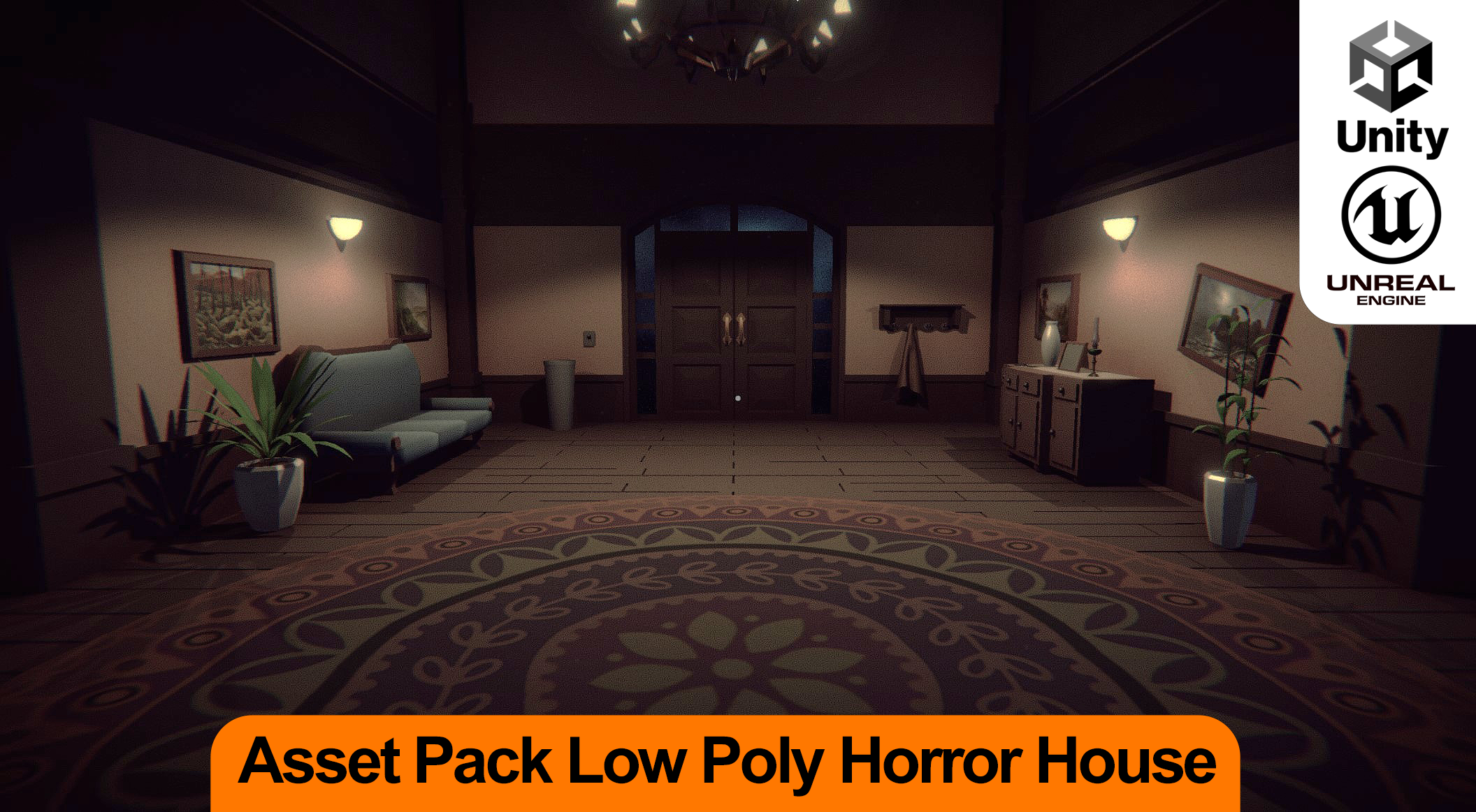 Asset Pack Low Poly Horror House | Fab