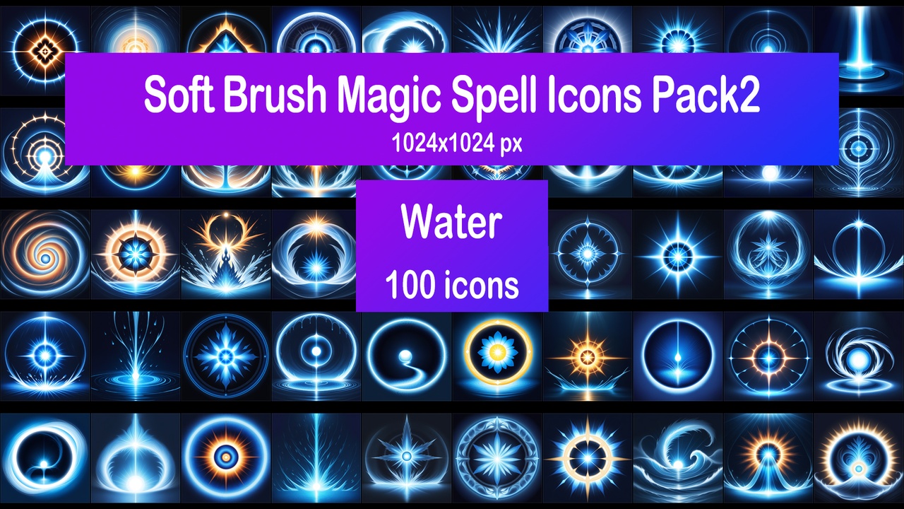 Media 1 for listing Soft Brush Magic Spell Icons Pack2 - Water