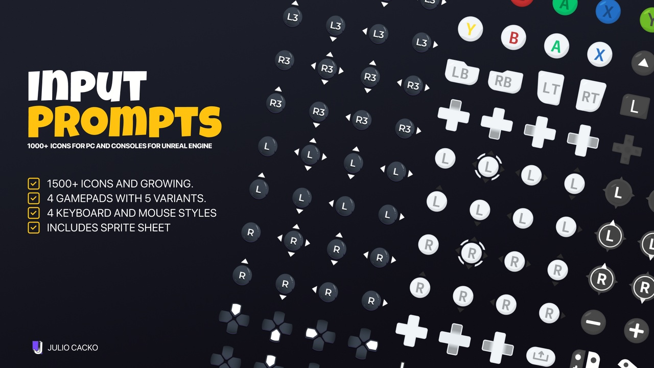 Input Prompts Pack - 1500+ Icons for PC and Consoles for Unreal Engine 제품 등록을 위한 미디어 1개
