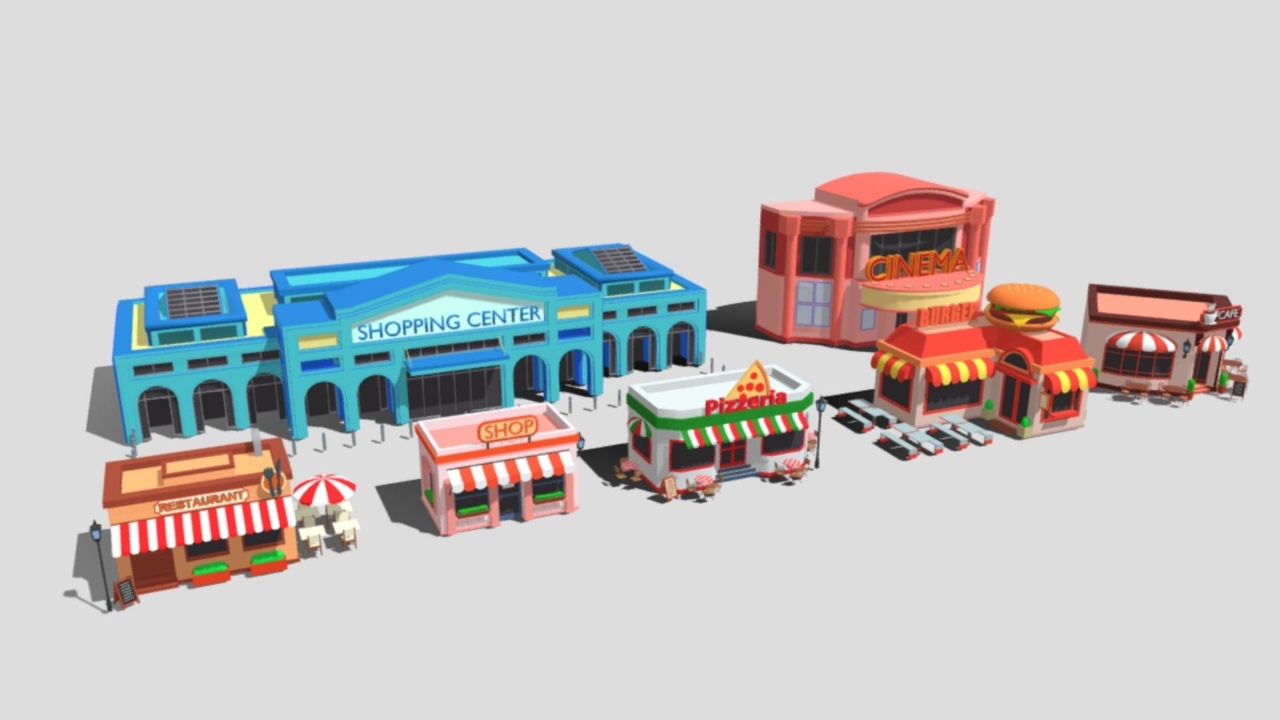 Low poly Business Buildings Packs | Fab