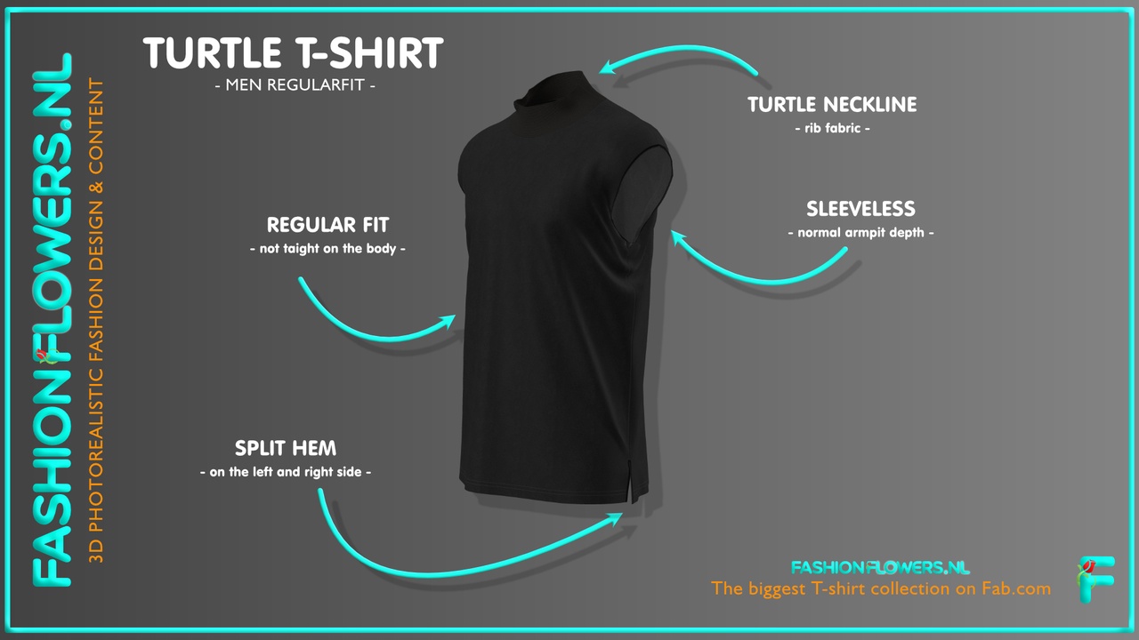 Media 1 for listing Black Colour Sleeveless Half Turtleneck T-shirt | Sideseam Splits | Split Tshirt