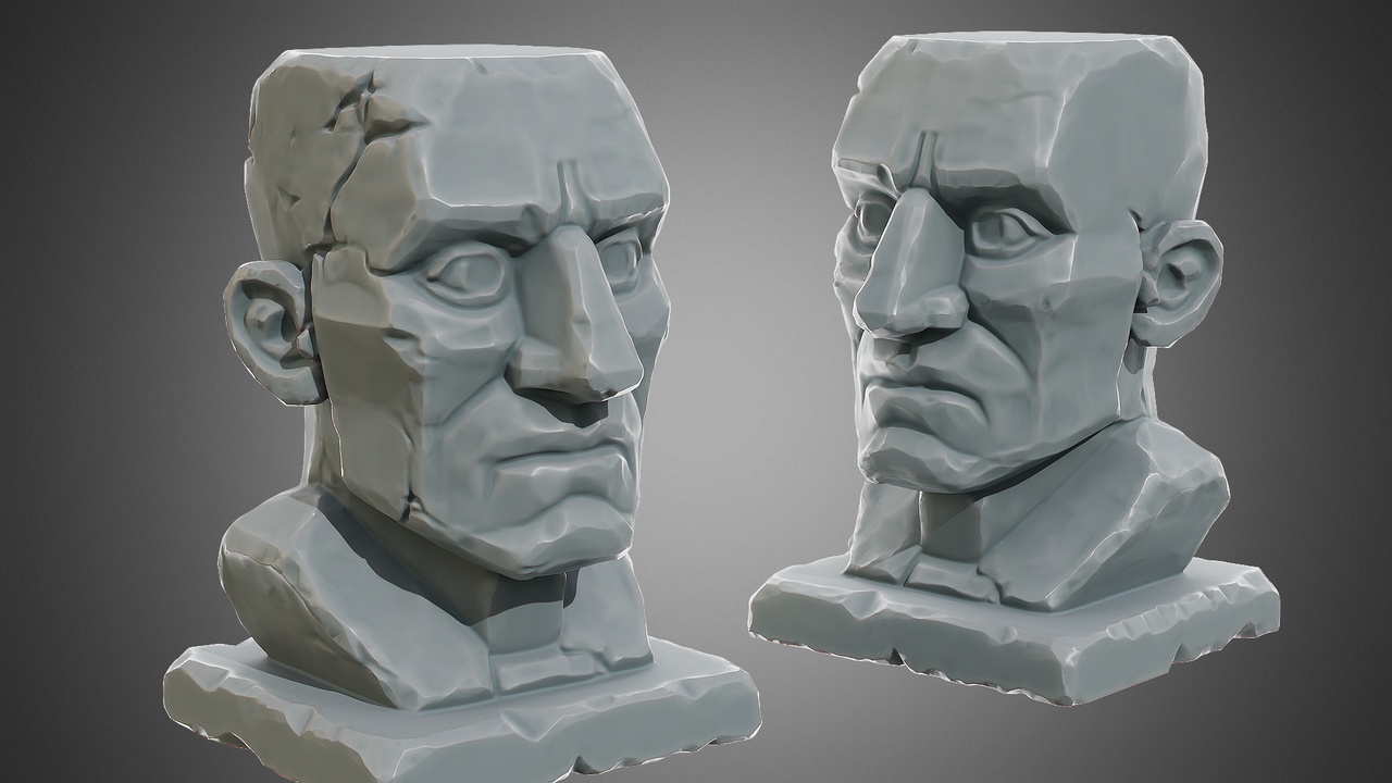 Media 1 for listing Stylized Stone Head/Bust Statue
