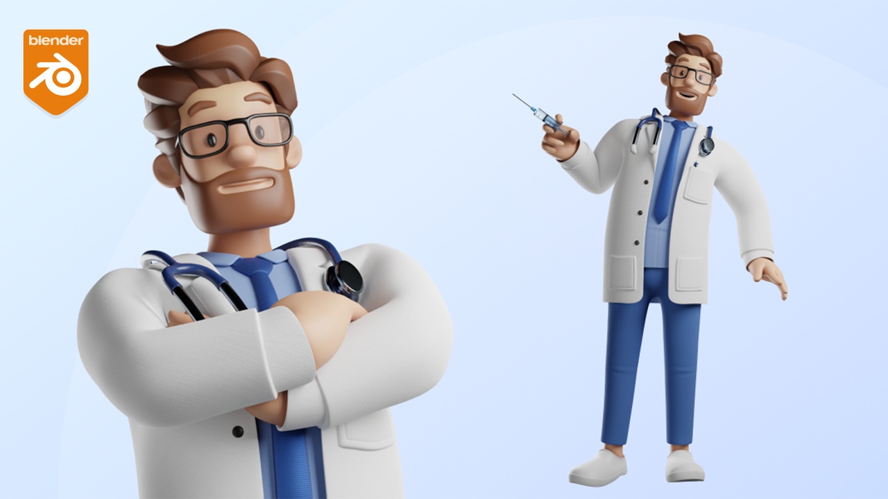Media 1 for listing Doctor Cartoon Male Character Illustration