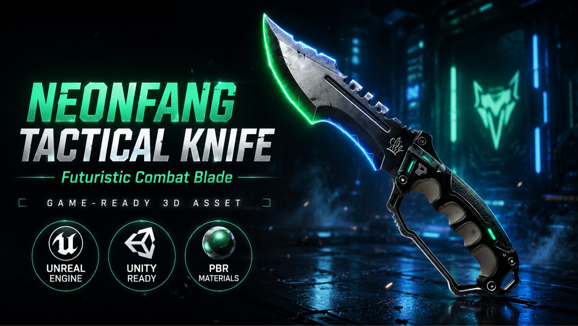 Media 1 for listing Neonfang Tactical Knife – Futuristic Combat Blade