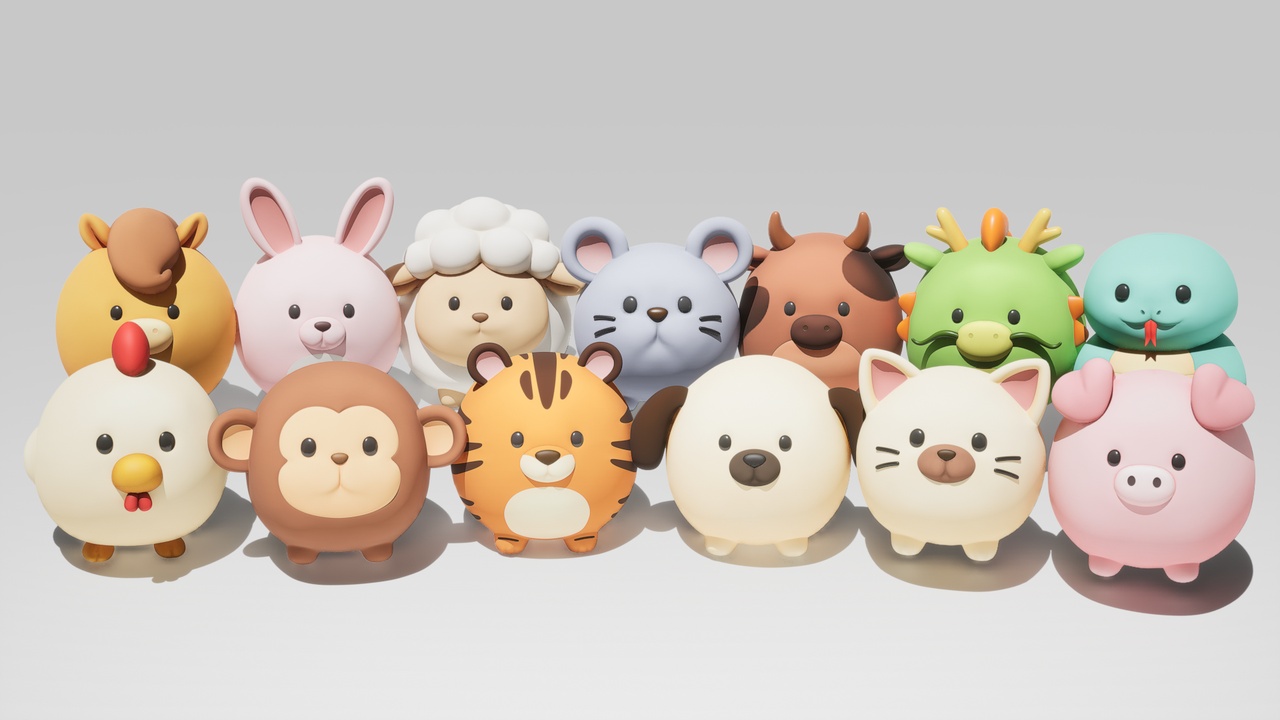 Media 1 for listing Balloon-style 3D Character Bundle