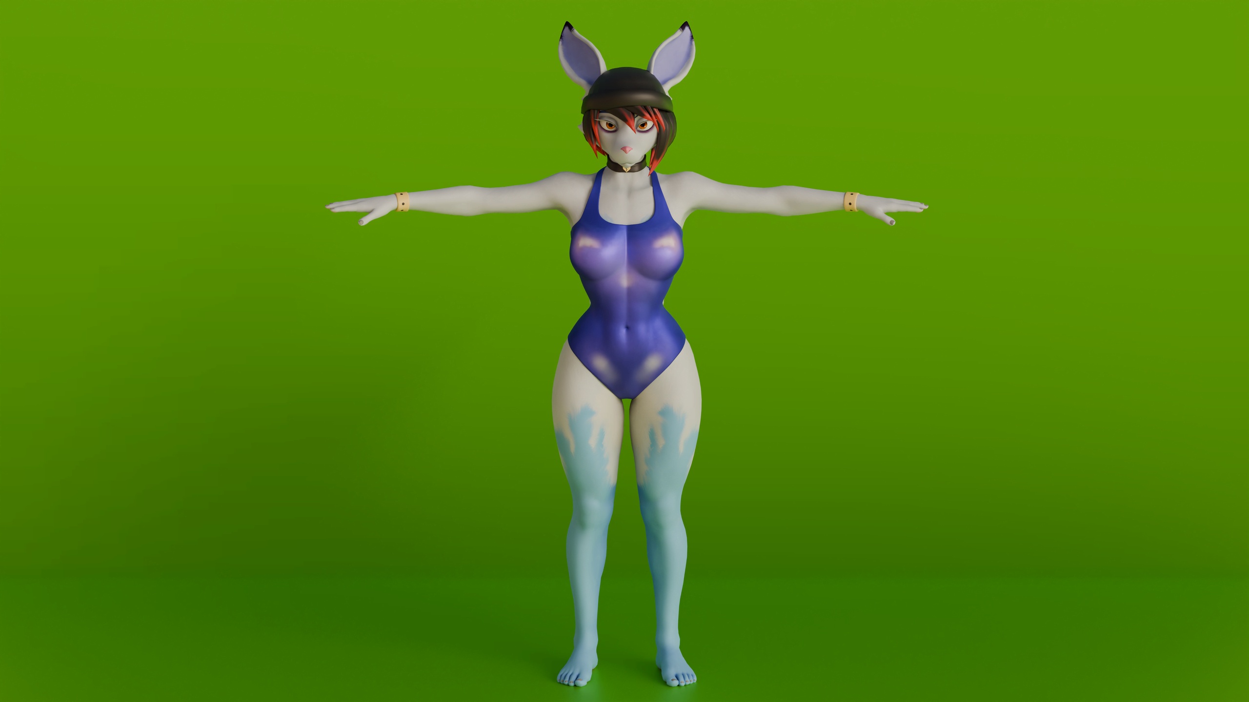 Media 1 for listing Aqua Neko – Rigged 3D Feline Avatar For VTubing, Blender & SFM