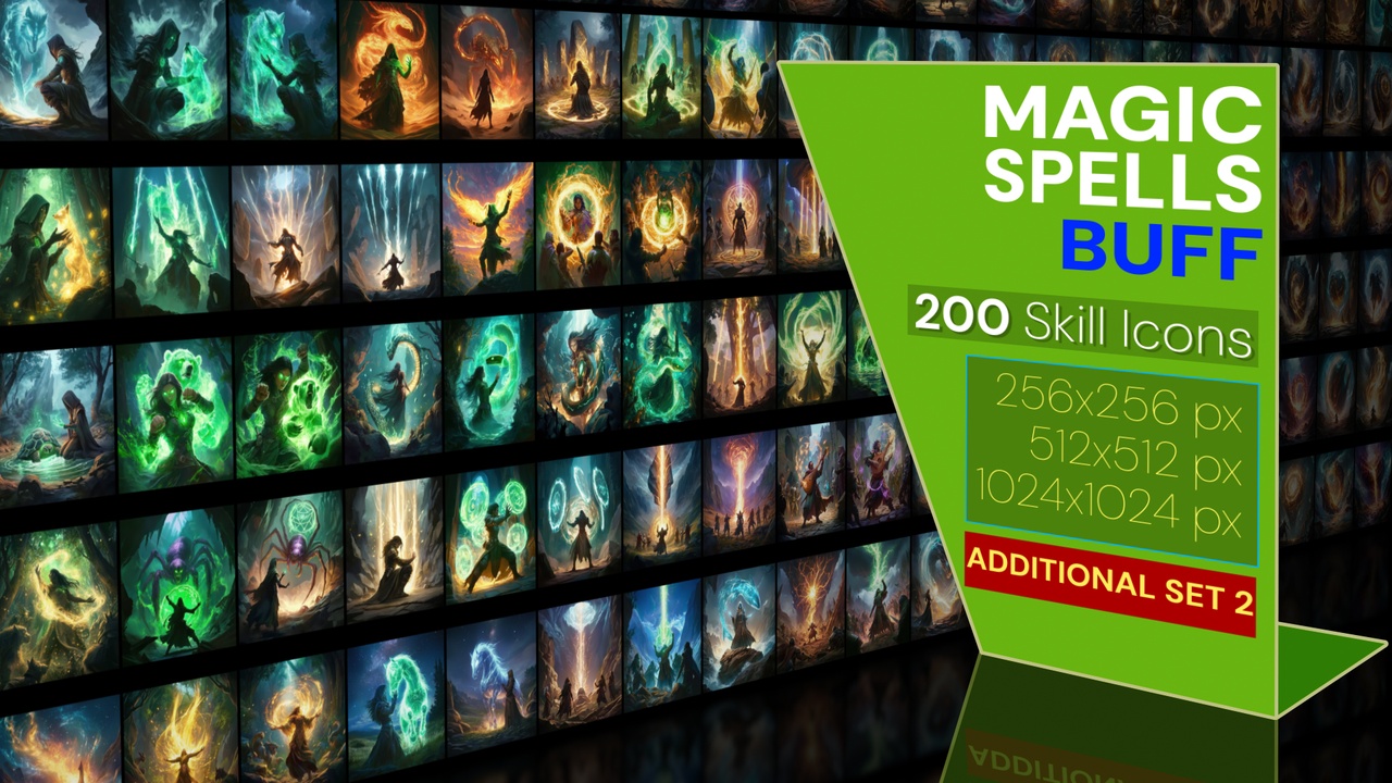 商品 200 additional magical spell icons themed around - Buff. Pack 2 的媒体 1
