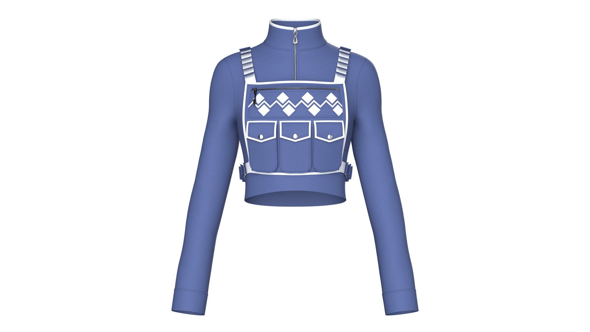 Media 1 for listing Girls Long - Sleeve Crop Top With Chest Rig | High Poly