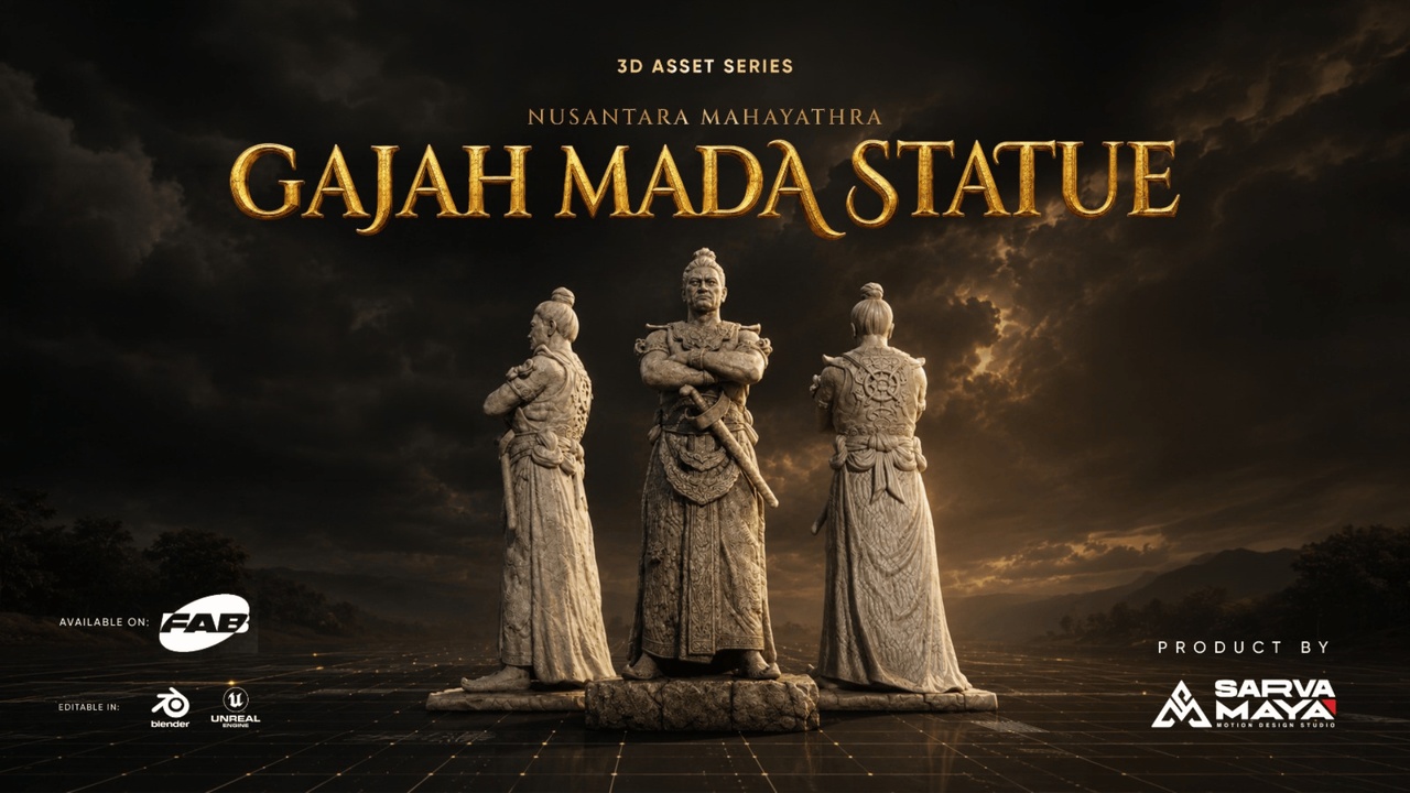 Media 1 for listing Ancient Temple Warrior Statue – Gajah Mada | Southeast Asian PBR Asset