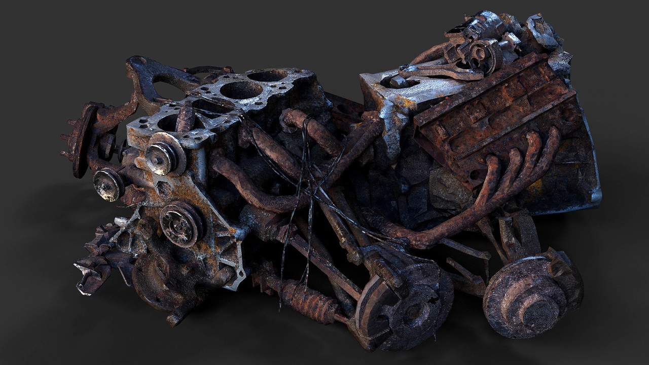 Media 1 for listing cars wreckage destroyed engines parts PBR photogrammetry